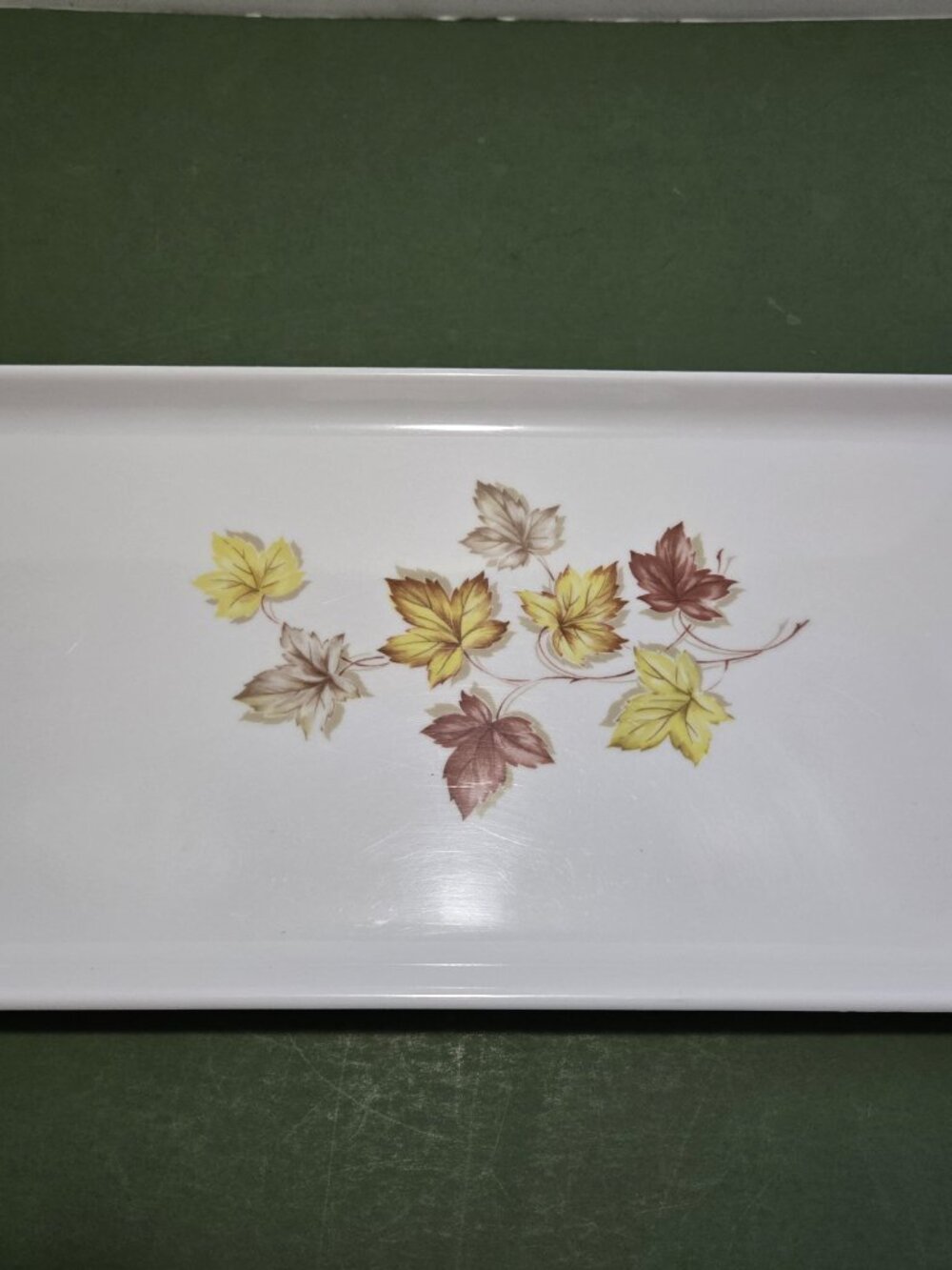 Vintage Libby Rustic Leaves Melmac Sandwich Tray